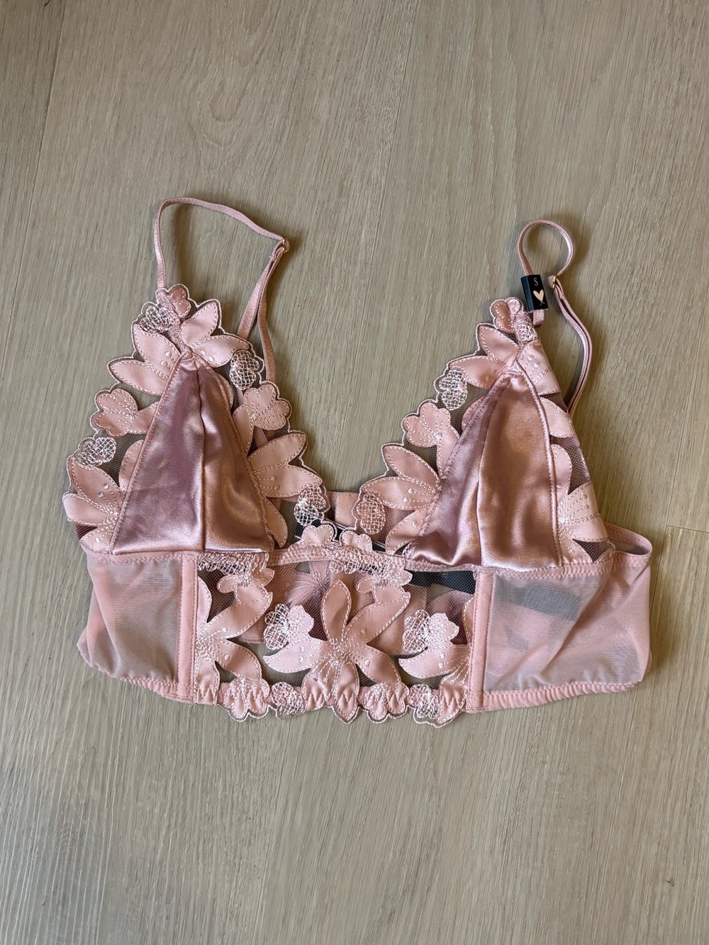 Victoria's Secret Pink Floral Satin & Lace Bralette